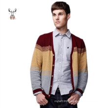 Custom Fashion Design Cotton V Neck Striped Sweater Cardigan